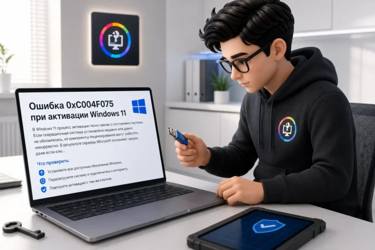 Ошибка 0xC004F075 при активации Windows 11