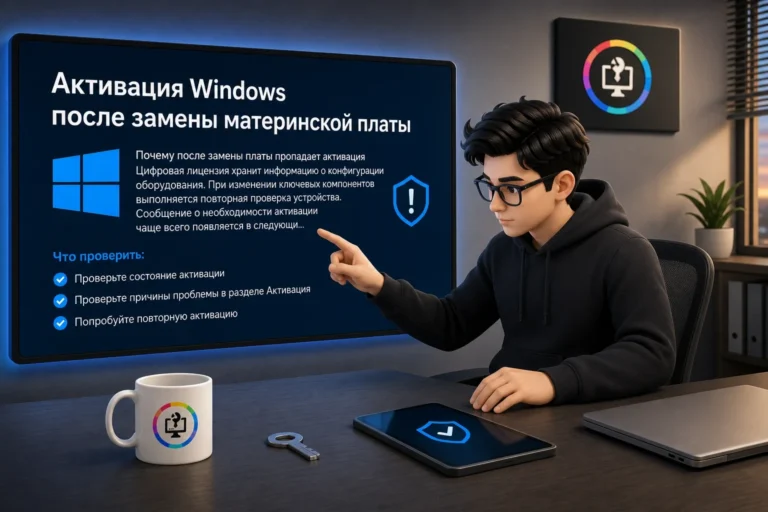 Активация Windows после замены материнской платы